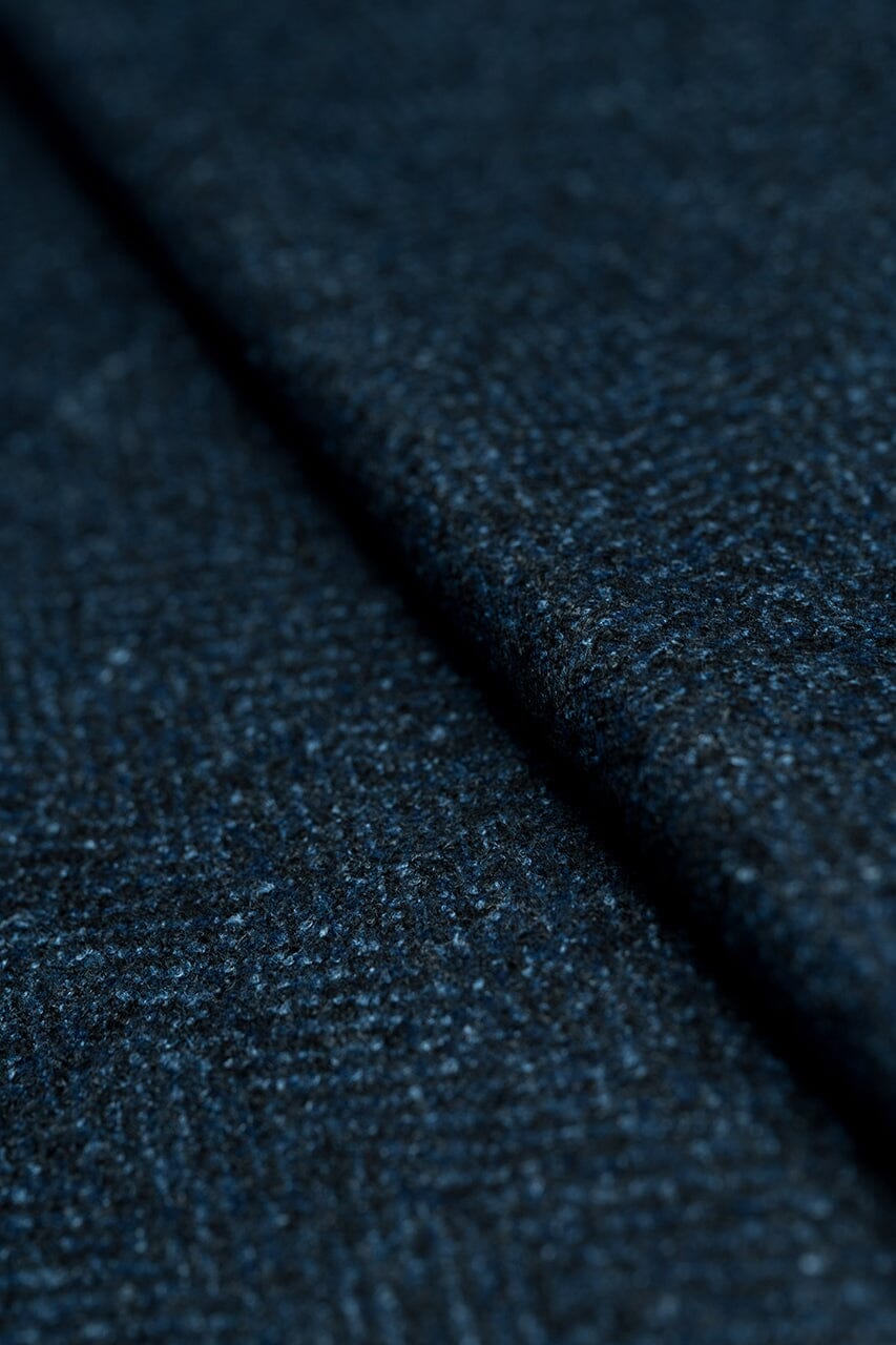 LaGondola Suit Fabric-VBC GC50423 VBC Wool Blended Jacketing-Navy Herringbone