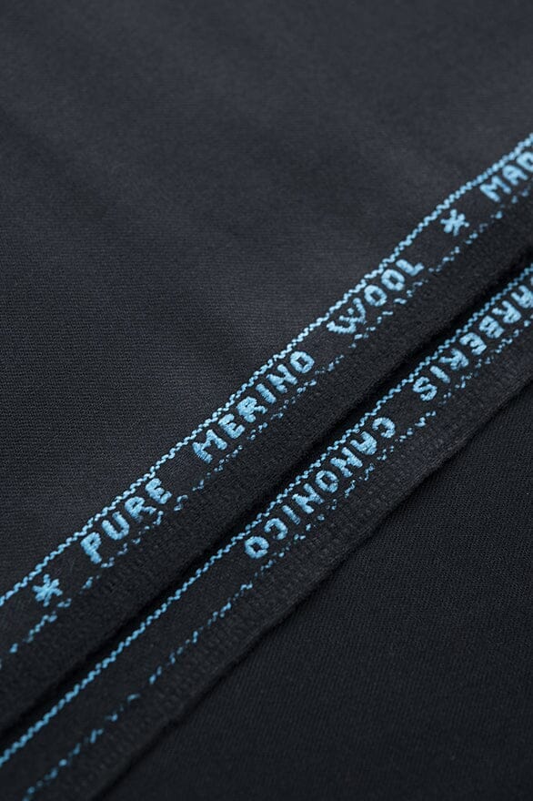 Vintage Suit Fabrics-VBC V20196 VBC Solid Black Pure Wool Suiting - 2.9 m