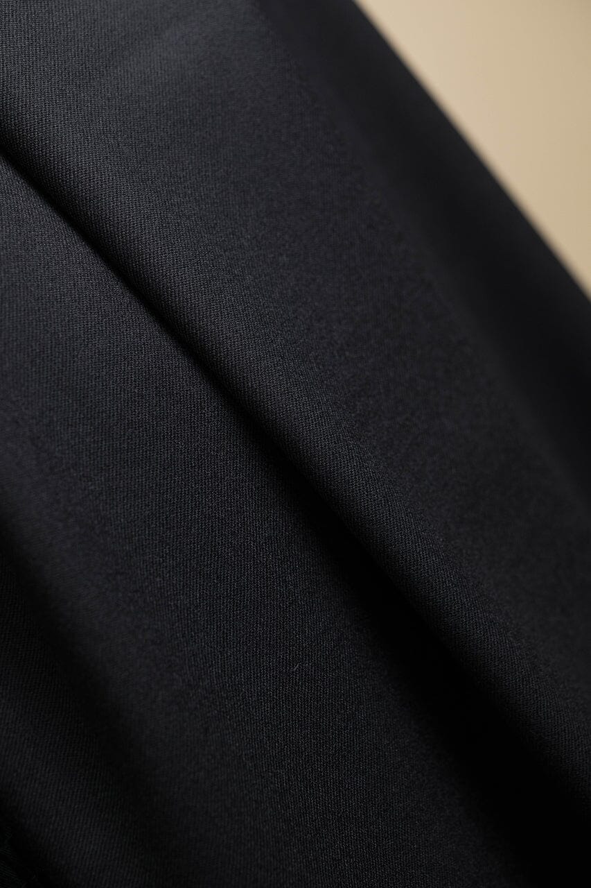 Vintage Suit Fabrics-VBC V23269 VBC Black Plain Pure Merino Wool Suiting -3m