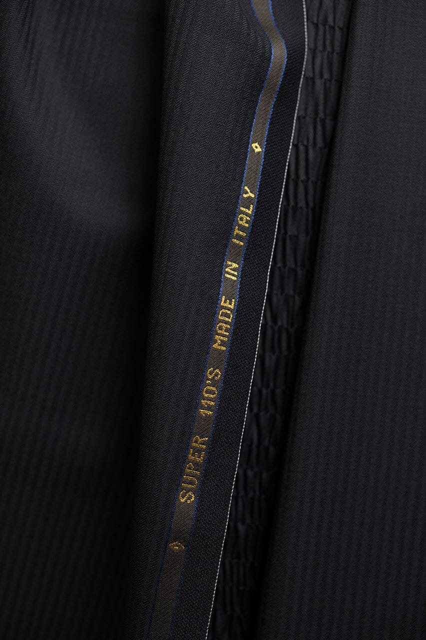 Vintage Suit Fabrics-VBC V23408 VBC Black Stripe Wool Suiting-3.2m