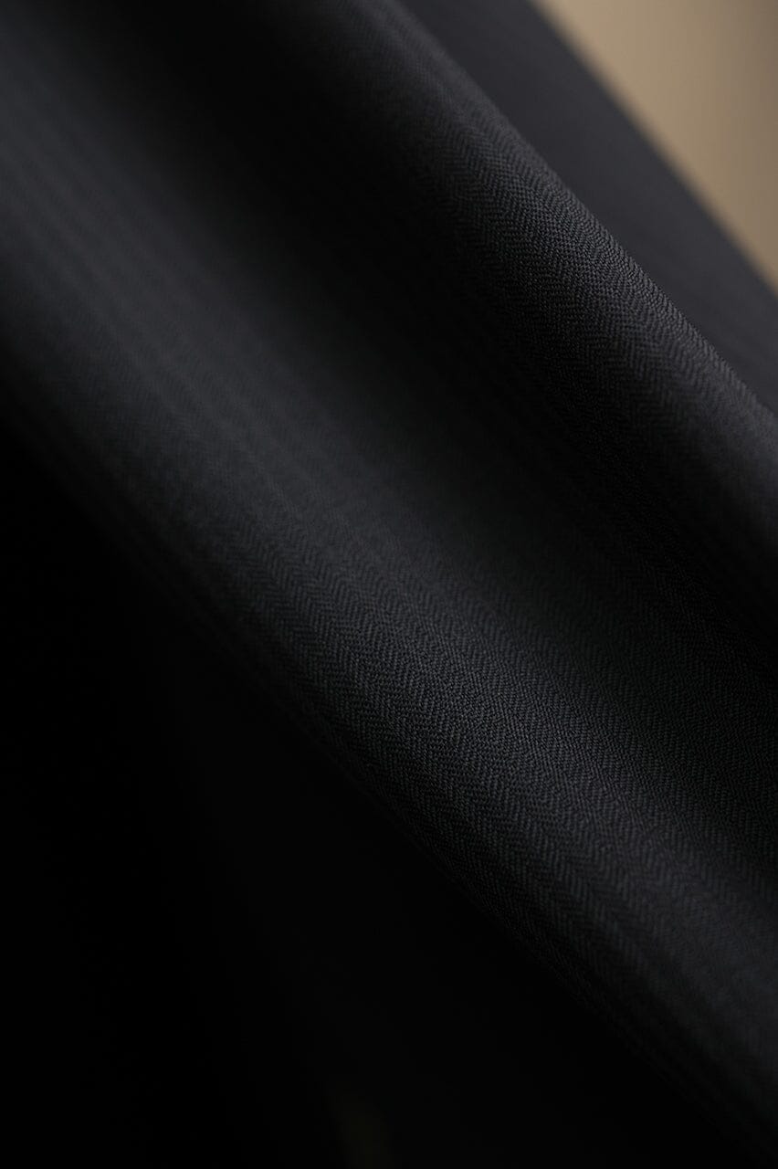 Vintage Suit Fabrics-VBC V23408 VBC Black Stripe Wool Suiting-3.2m