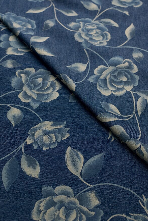 Shirt Fabrics-Vintage D9001 Printed Denim Shirting