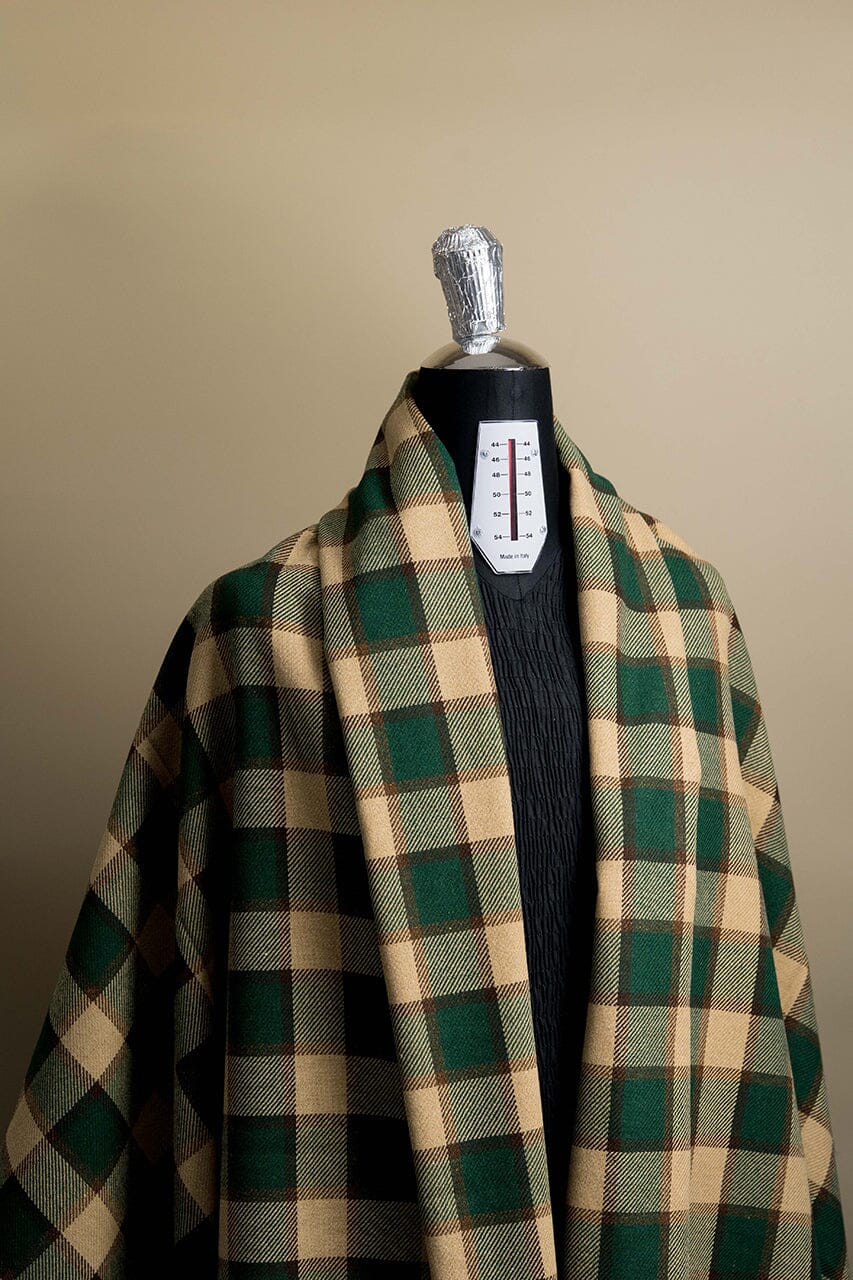 Vintage Suit Fabrics-Vintage V10470 Green brown Checks Jacketing -1.8m