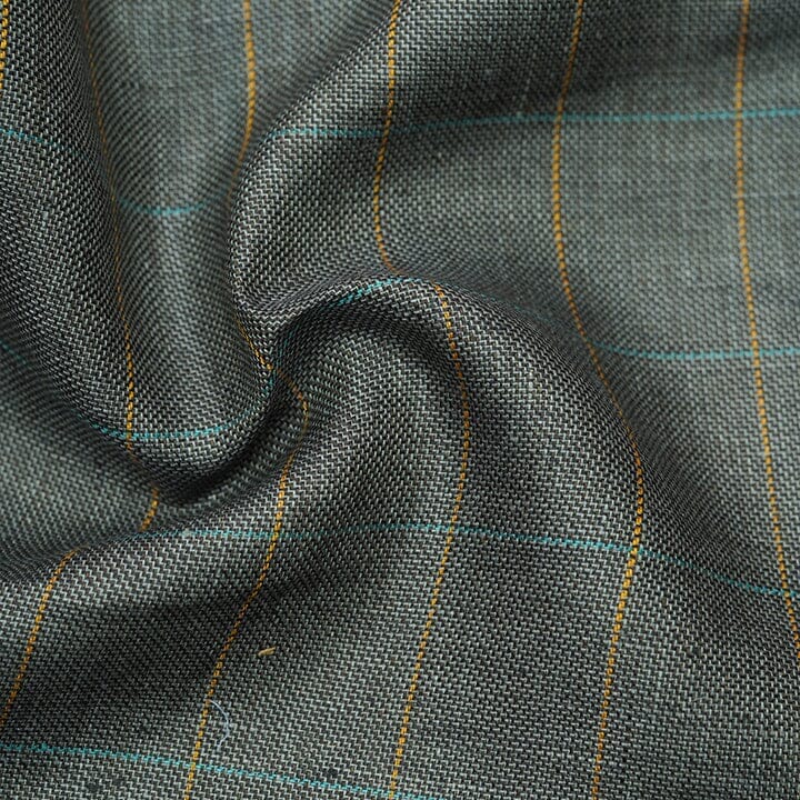 V10661 Silver Grey with Windowpane Wool/Silk/Linen-2.3m Vintage Suit Fabrics Vintage