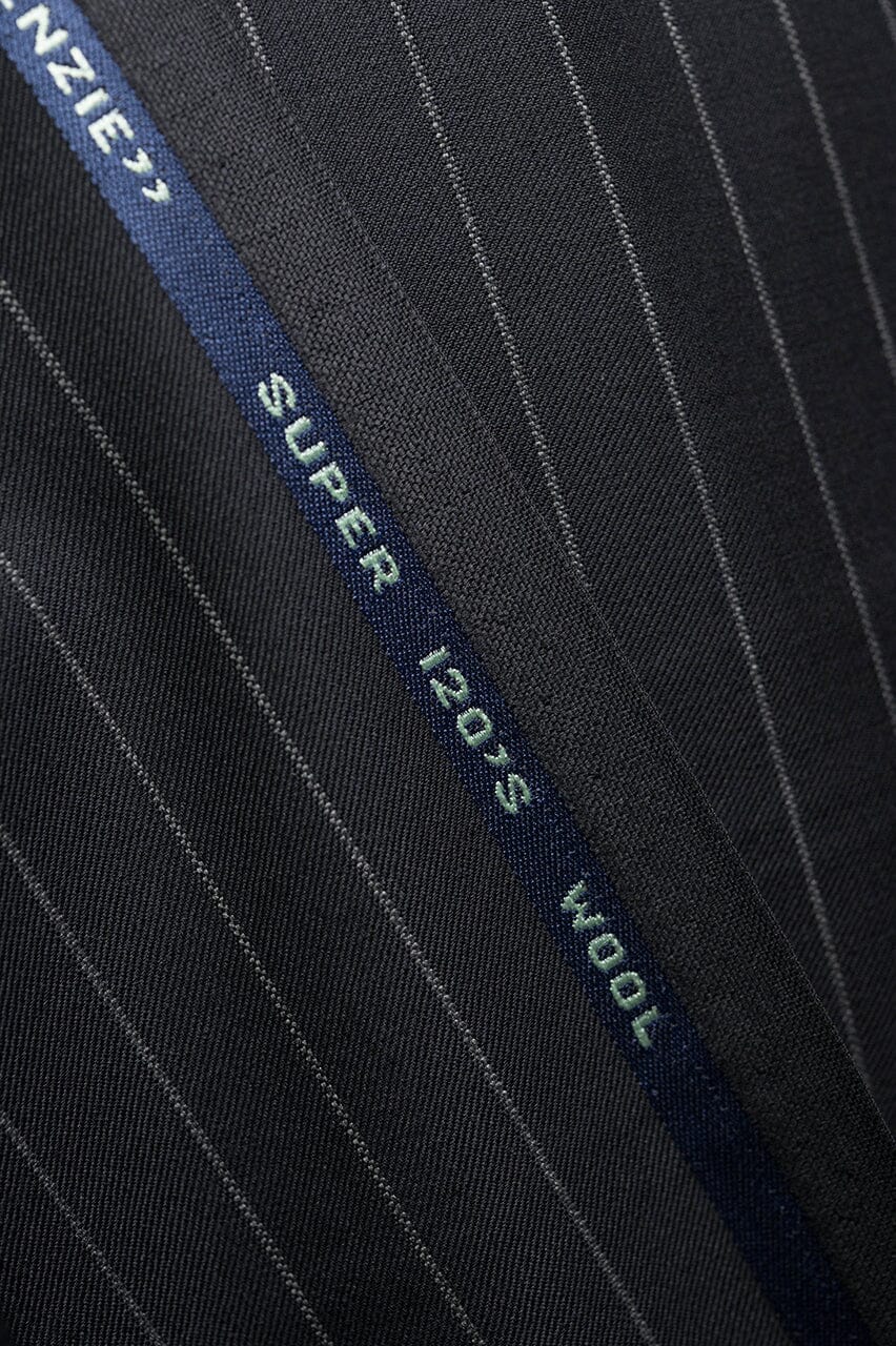 Vintage Suit Fabrics-Vintage V20018 Black Stripe 120's Wool Suiting -3m