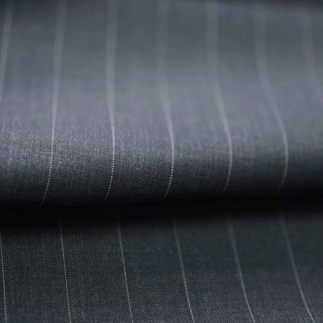 Vintage Suit Fabrics-Vintage V20023 Pinstripe Summer Cashmere Wool Suiting in Charcoal -3m