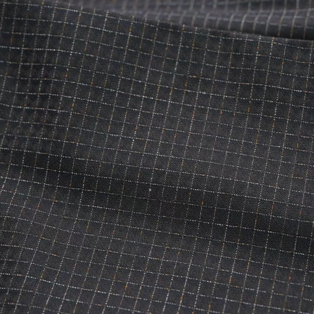 Vintage Suit Fabrics-Vintage V20043 Brown Checks Jacketing-2.6m