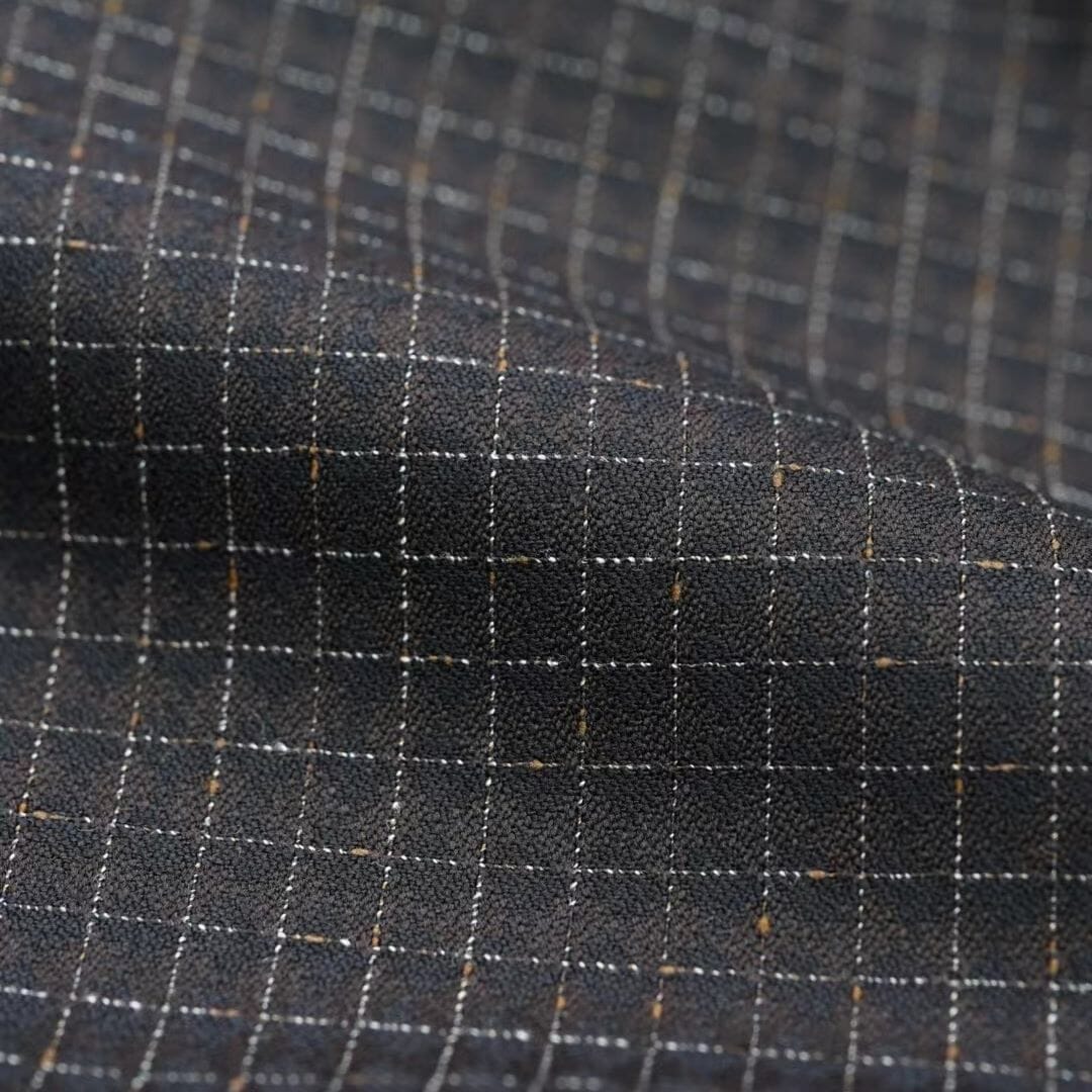 Vintage Suit Fabrics-Vintage V20043 Brown Checks Jacketing-2.6m