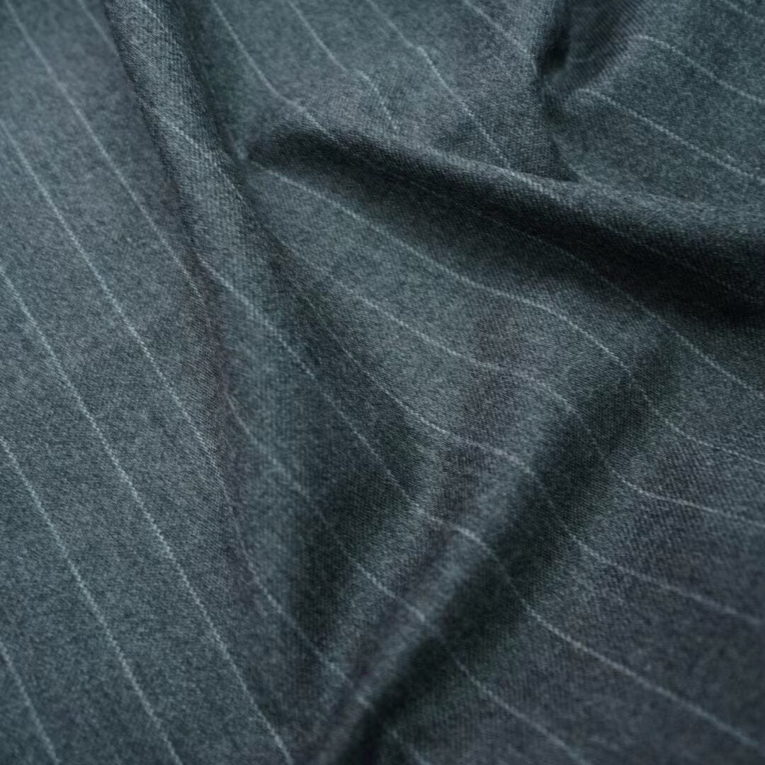Vintage Suit Fabrics-Vintage V20050 Grey with White Stripe Suiting-3m