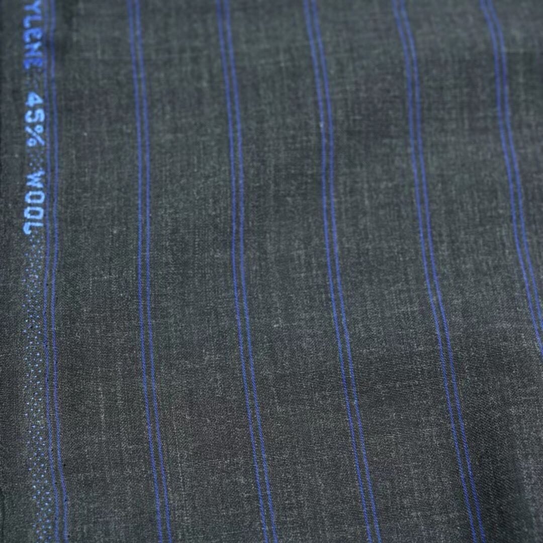 Vintage Suit Fabrics-Vintage V20068 Charcoal Pinstripe Wool & Terylene-3m