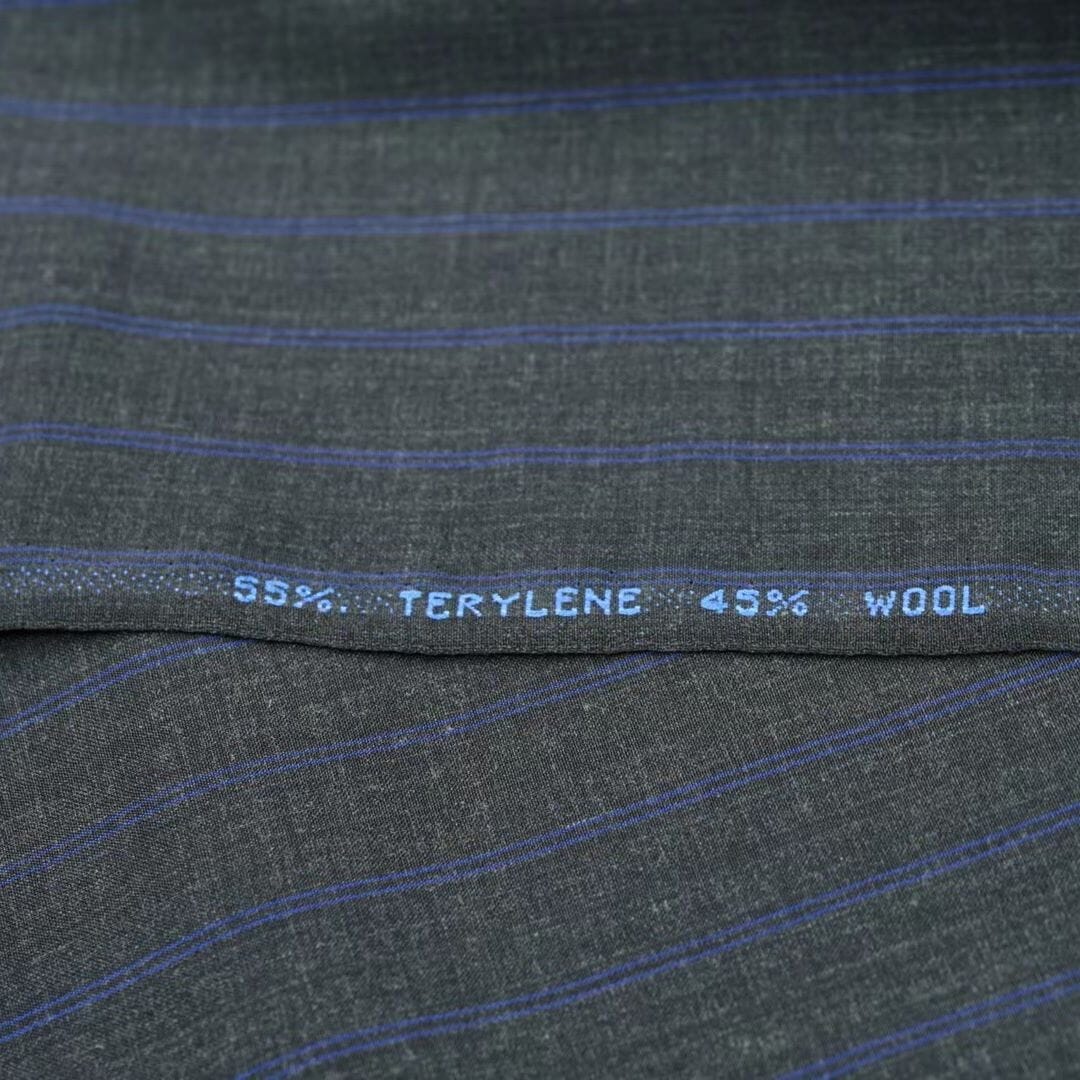 Vintage Suit Fabrics-Vintage V20068 Charcoal Pinstripe Wool & Terylene-3m