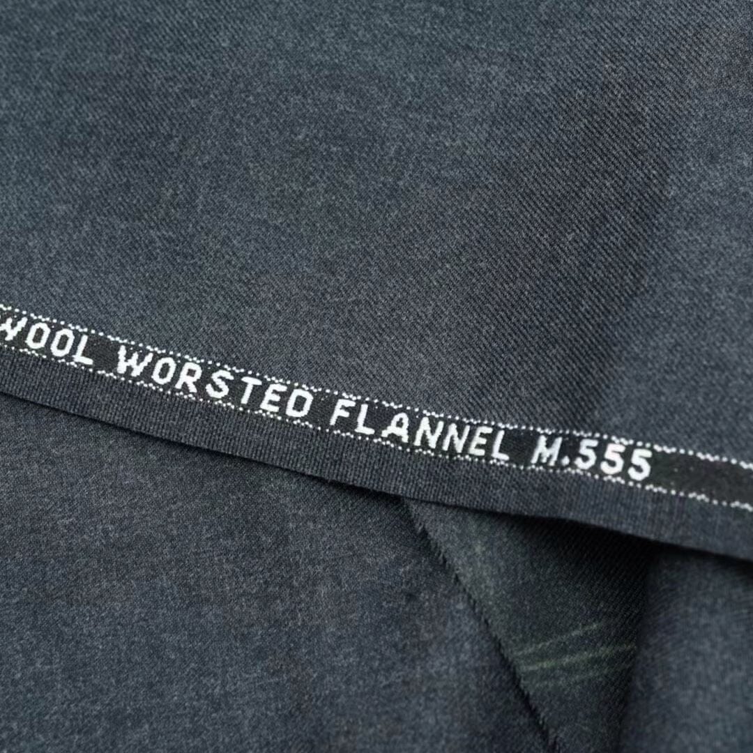 V20078 Charcoal Plain Superfine Worsted Flannel-1.7m Vintage Suit Fabrics Vintage