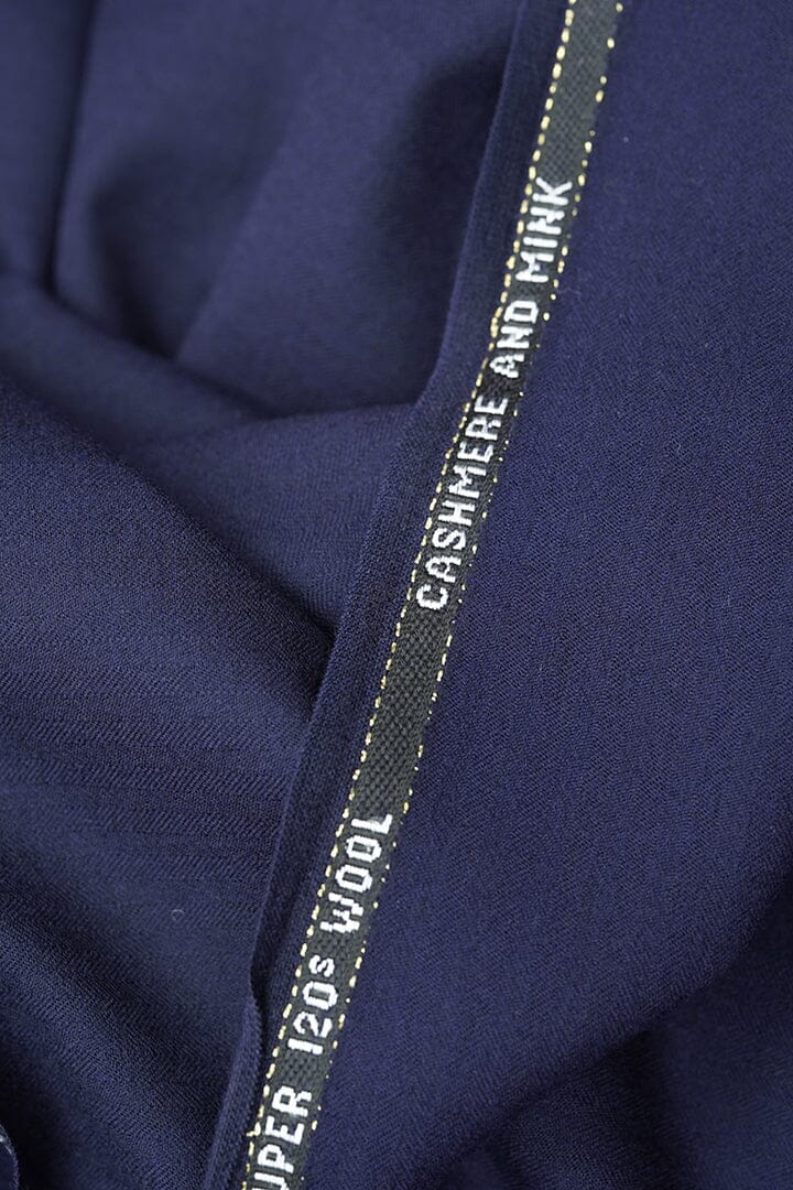 Vintage Suit Fabrics-Vintage V20080 Navy Subtle Twill Stripe Cashmere & Mink-2.8m