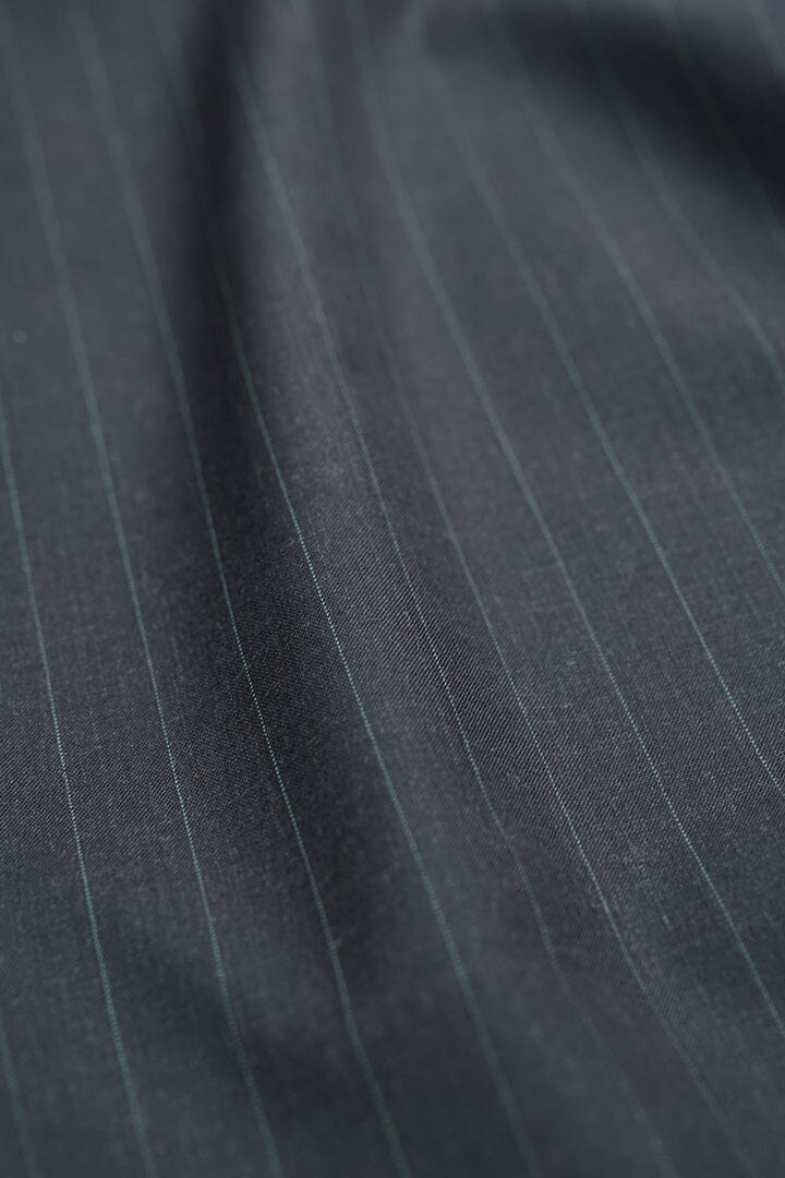 V20090 Charcoal with Green Pinstripe Mink & Cashmere-3m Vintage Suit Fabrics Vintage