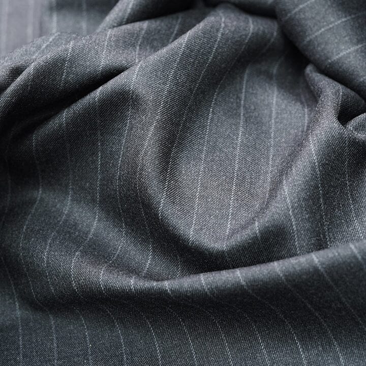 Vintage Suit Fabrics-Vintage V20103 Charcoal with Chalk Stripe Suiting-2.9m