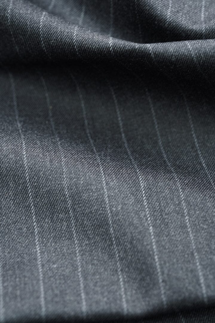 Vintage Suit Fabrics-Vintage V20103 Charcoal with Chalk Stripe Suiting-2.9m