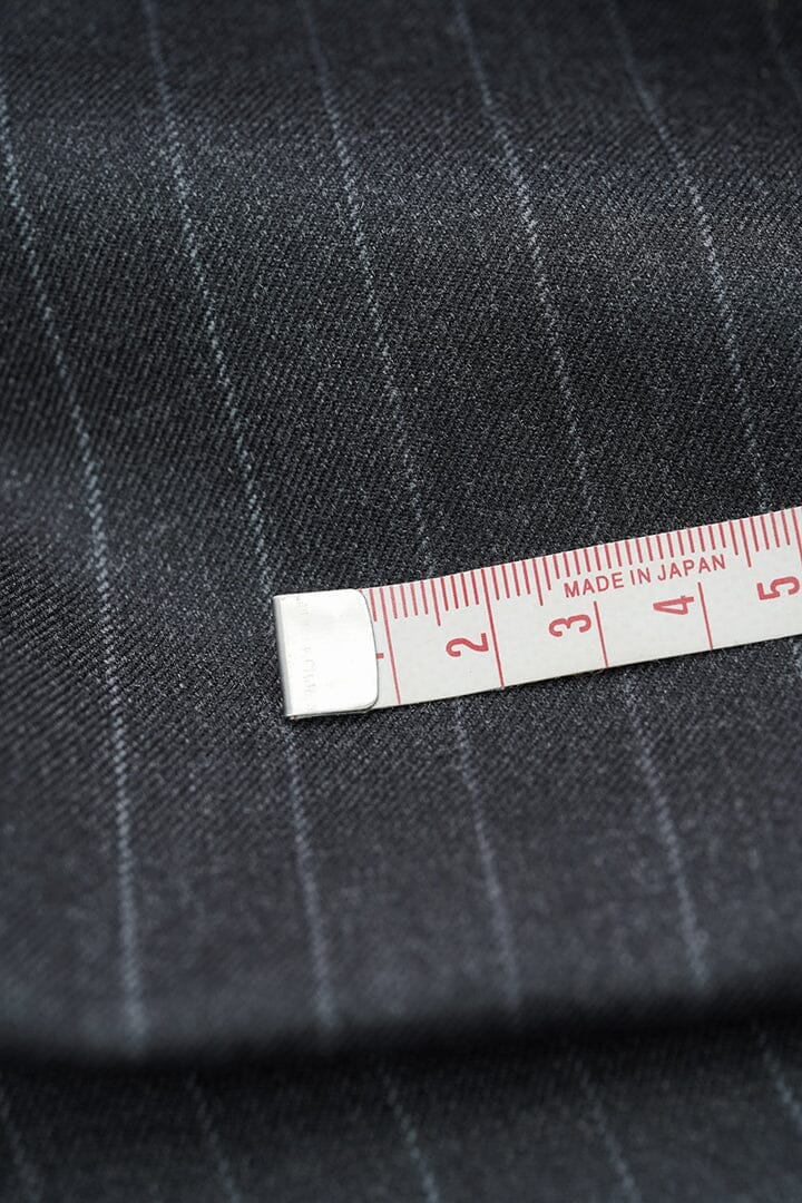 Vintage Suit Fabrics-Vintage V20103 Charcoal with Chalk Stripe Suiting-2.9m