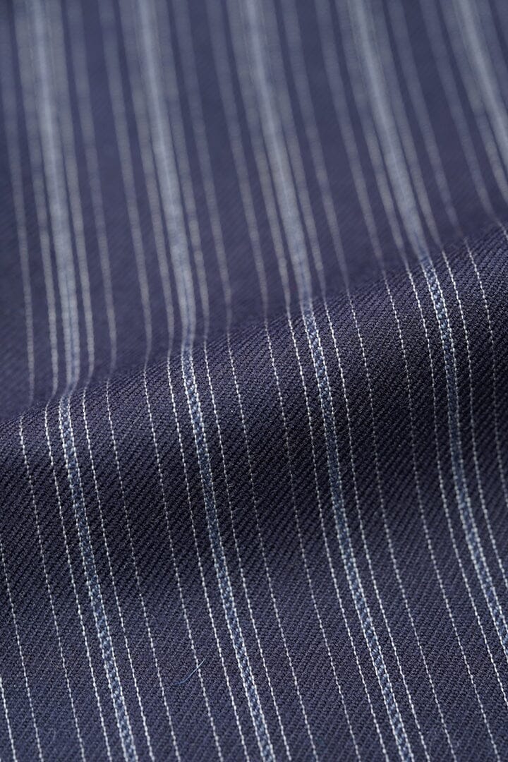 Vintage Suit Fabrics-Vintage V20111 Multi Stripe Navy Twill Suiting-3.4m