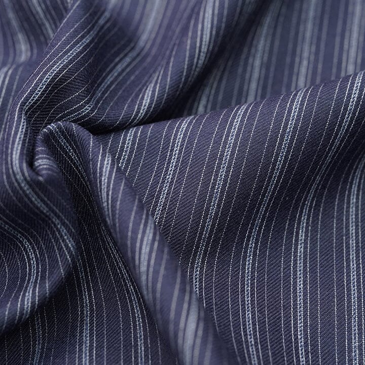 Vintage Suit Fabrics-Vintage V20111 Multi Stripe Navy Twill Suiting-3.4m