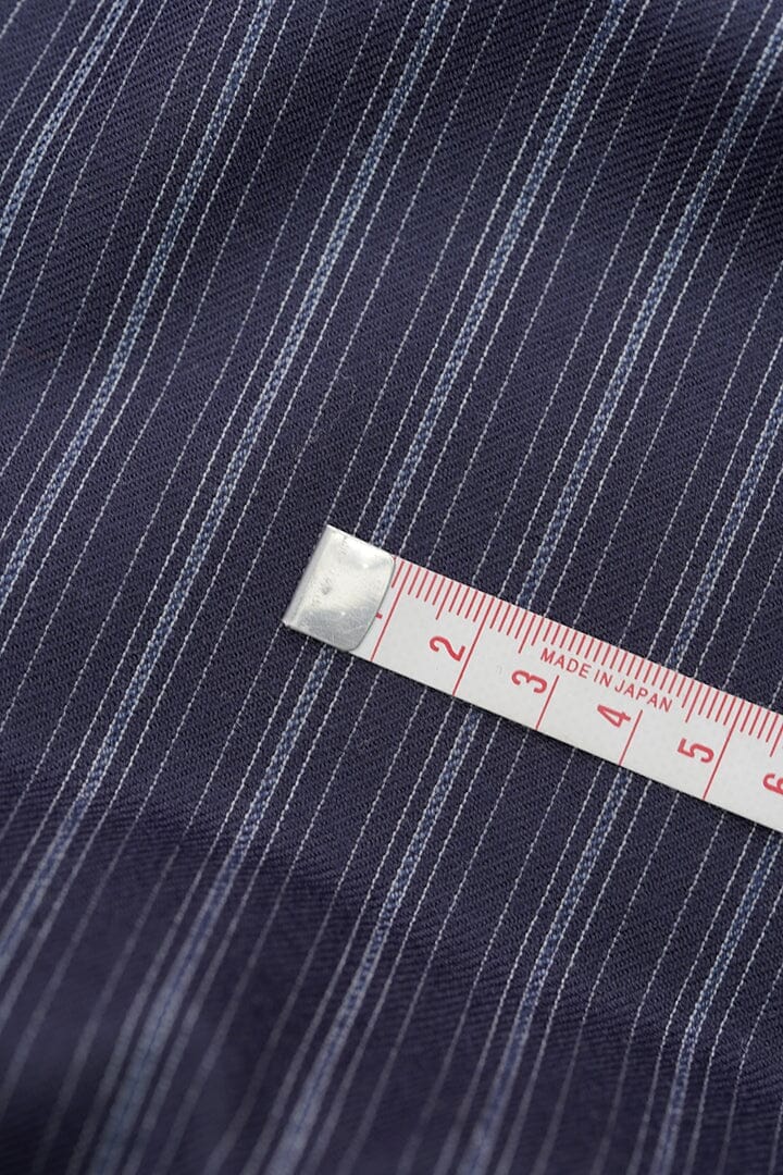 Vintage Suit Fabrics-Vintage V20111 Multi Stripe Navy Twill Suiting-3.4m