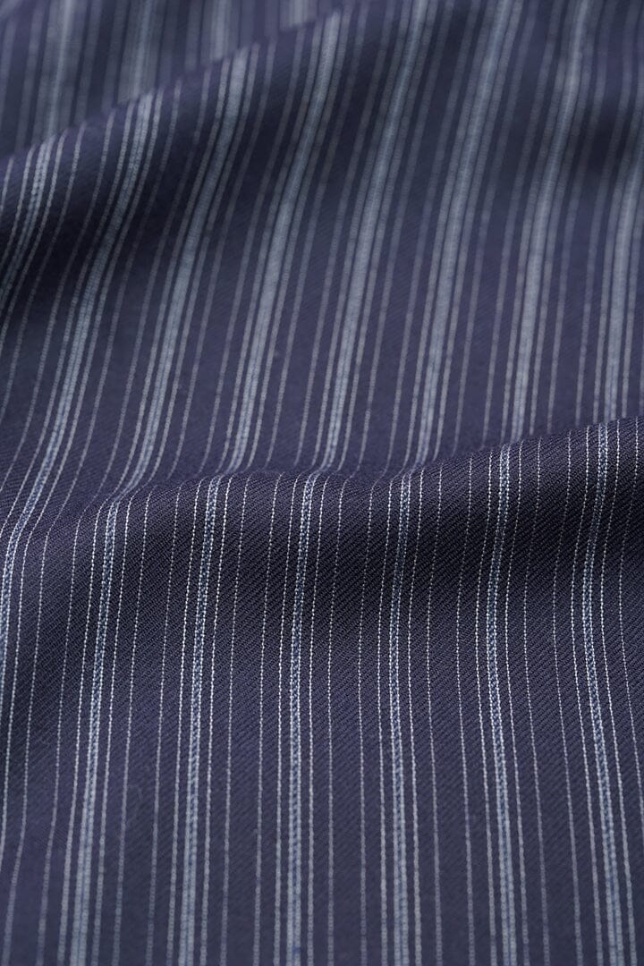 Vintage Suit Fabrics-Vintage V20111 Multi Stripe Navy Twill Suiting-3.4m