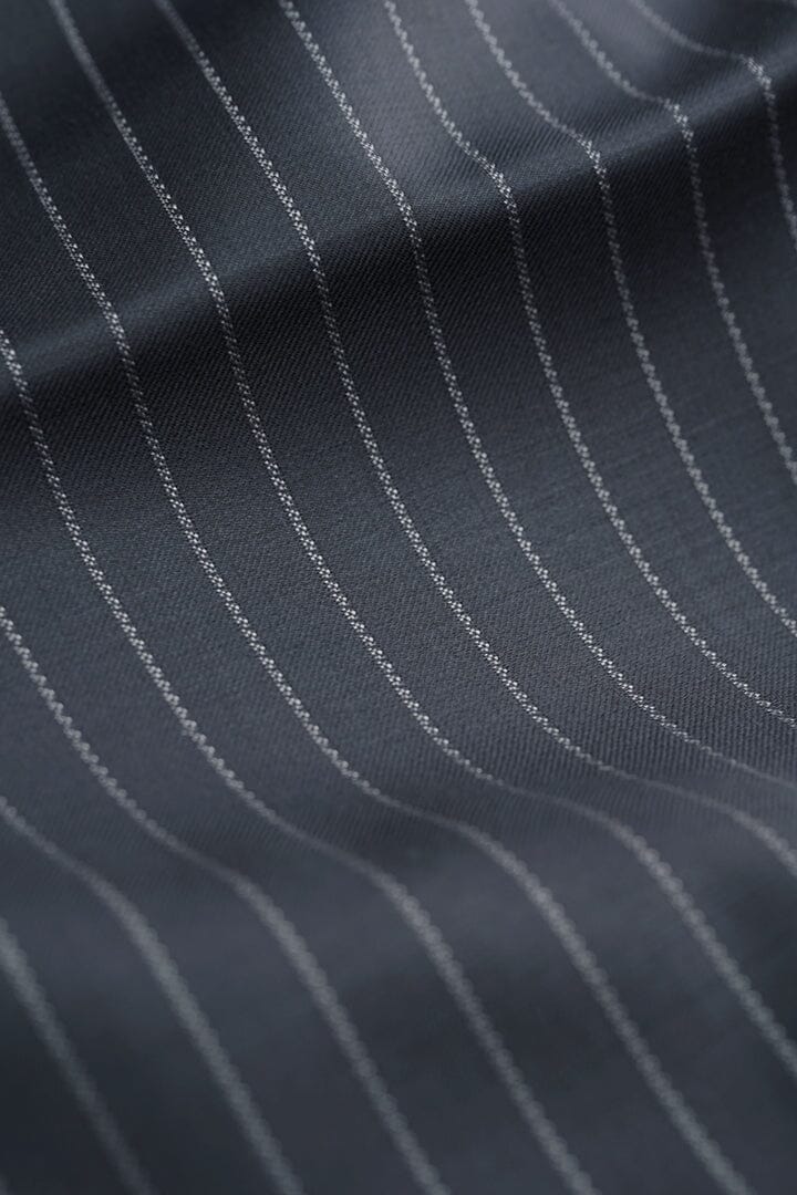 Vintage Suit Fabrics-Vintage V20124 Black Base Ropestripe-2.9m