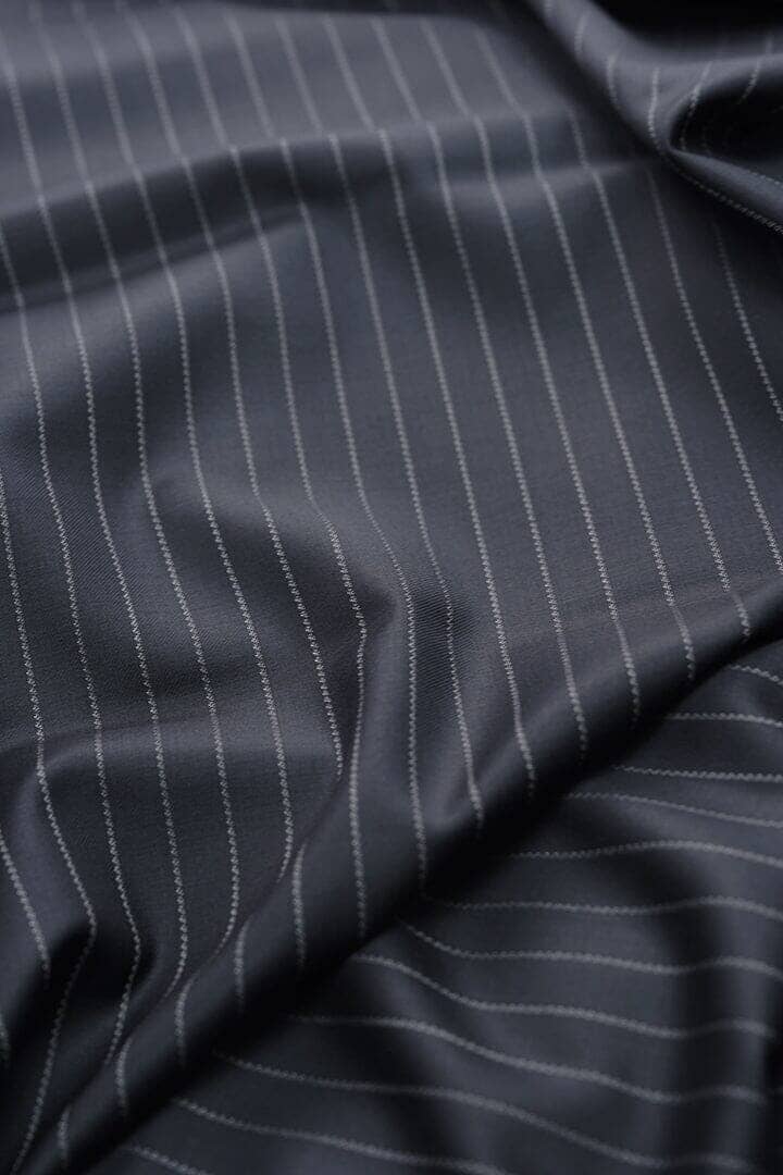 Vintage Suit Fabrics-Vintage V20124 Black Base Ropestripe-2.9m