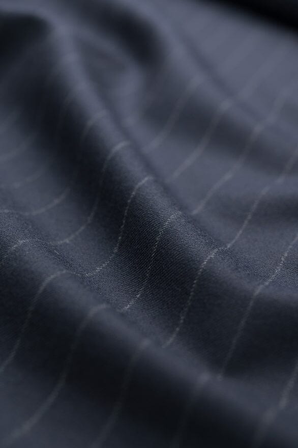 V20136 Navy Stripe 130's Wool Cashmere Suiting -2.9m Vintage Suit Fabrics Vintage