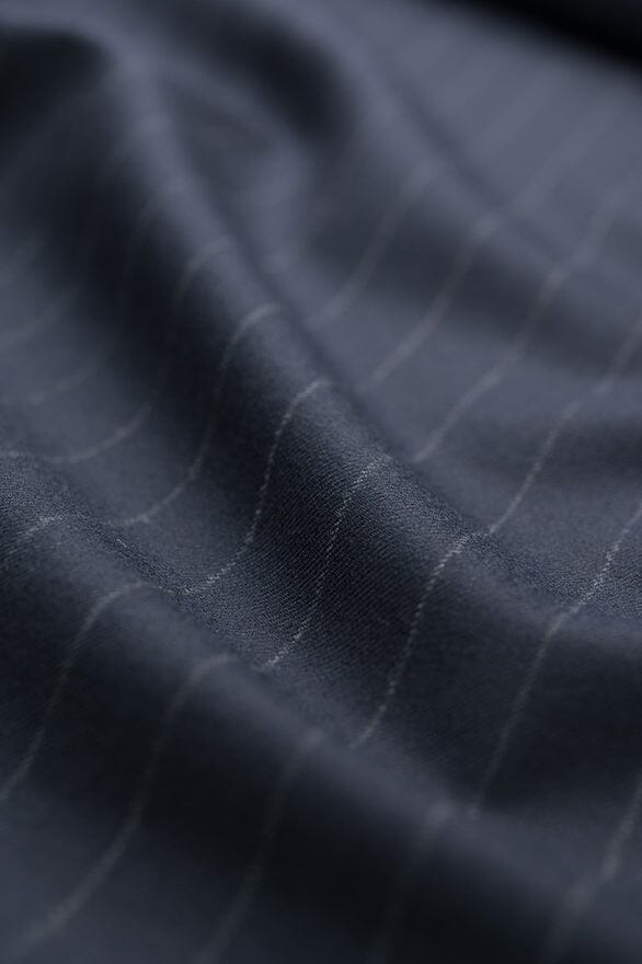 Vintage Suit Fabrics-Vintage V20136 Navy Stripe 130's Wool Cashmere Suiting -2.9m