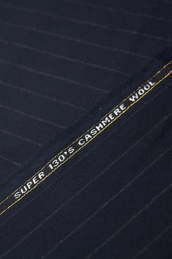 Vintage Suit Fabrics-Vintage V20136 Navy Stripe 130's Wool Cashmere Suiting -2.9m