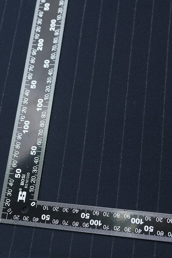 Vintage Suit Fabrics-Vintage V20136 Navy Stripe 130's Wool Cashmere Suiting -2.9m