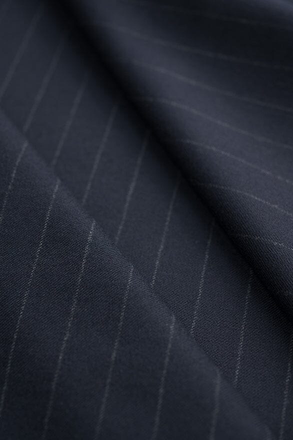 Vintage Suit Fabrics-Vintage V20136 Navy Stripe 130's Wool Cashmere Suiting -2.9m