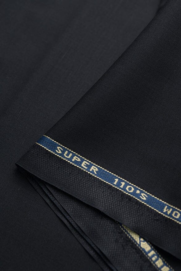Vintage Suit Fabrics-Vintage V20187 Black Plain Super Wool Suiting - 3m
