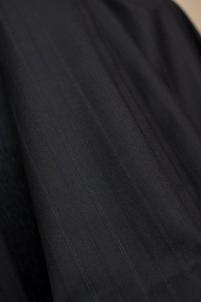 Vintage Suit Fabrics-Vintage V20194 Black Stripe 120's Wool Suiting-2.7m