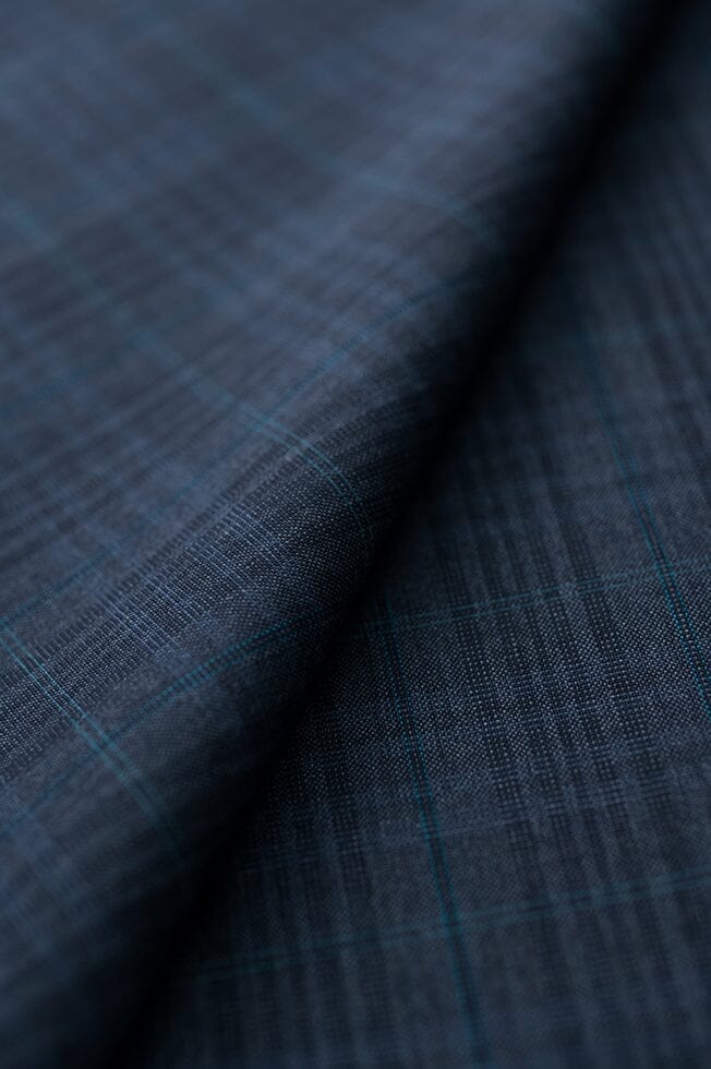 V20240 Slate Blue Multi Plaid Jacketing -2.3m Vintage Suit Fabrics Vintage