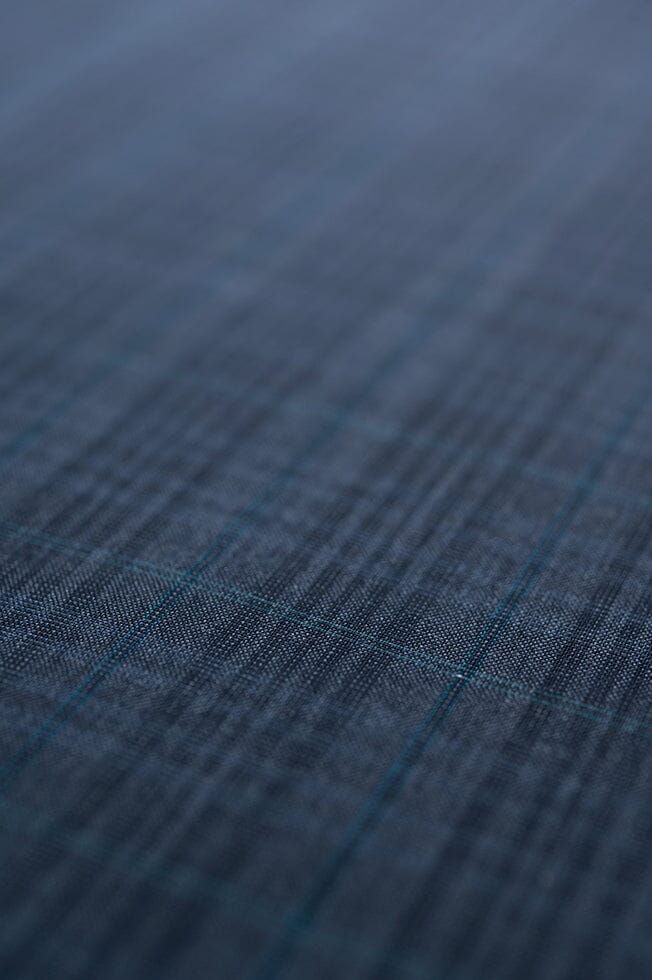 Vintage Suit Fabrics-Vintage V20240 Slate Blue Multi Plaid Jacketing -2.3m