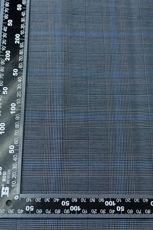 Vintage Suit Fabrics-Vintage V20294 Blue Windowpane Mohair Suiting - 2.8m