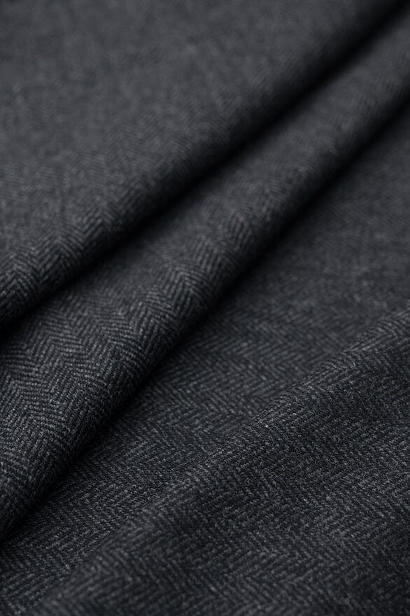 Vintage Suit Fabrics-Vintage V20328 Gray Herringbone Pure Wool Jacketing -1.7m
