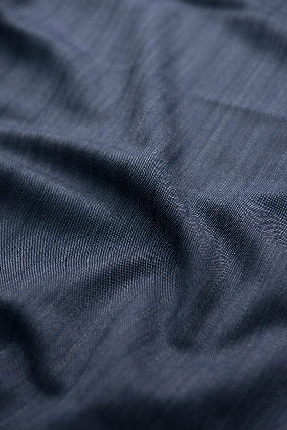 Vintage Suit Fabrics-Vintage V20340 Demin Blue Striped Wool Suiting -2.8m