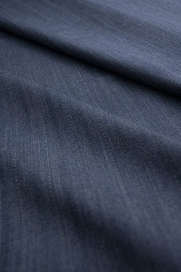 Vintage Suit Fabrics-Vintage V20340 Demin Blue Striped Wool Suiting -2.8m