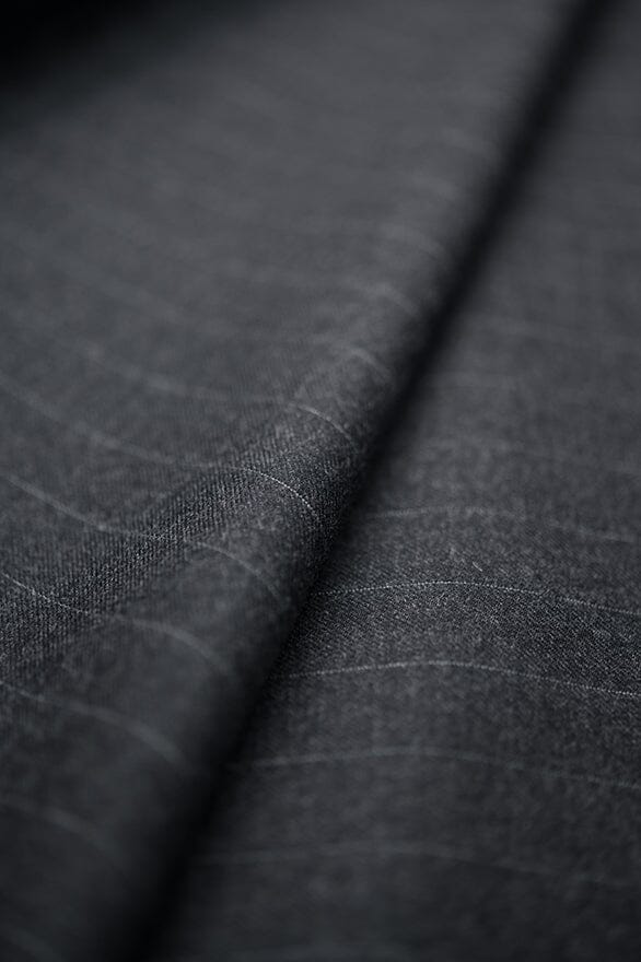 Vintage Suit Fabrics-Vintage V20344 Gray Stripe Wool Suiting - 3m