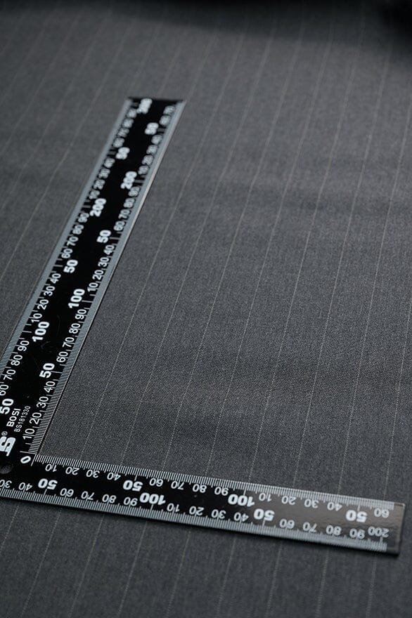 Vintage Suit Fabrics-Vintage V20347 Charcoal Stripe Wool Cashmere Suiting - 2.9m