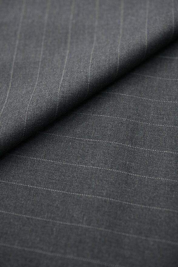 Vintage Suit Fabrics-Vintage V20347 Charcoal Stripe Wool Cashmere Suiting - 2.9m