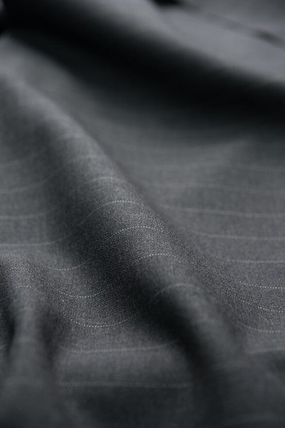 Vintage Suit Fabrics-Vintage V20347 Charcoal Stripe Wool Cashmere Suiting - 2.9m