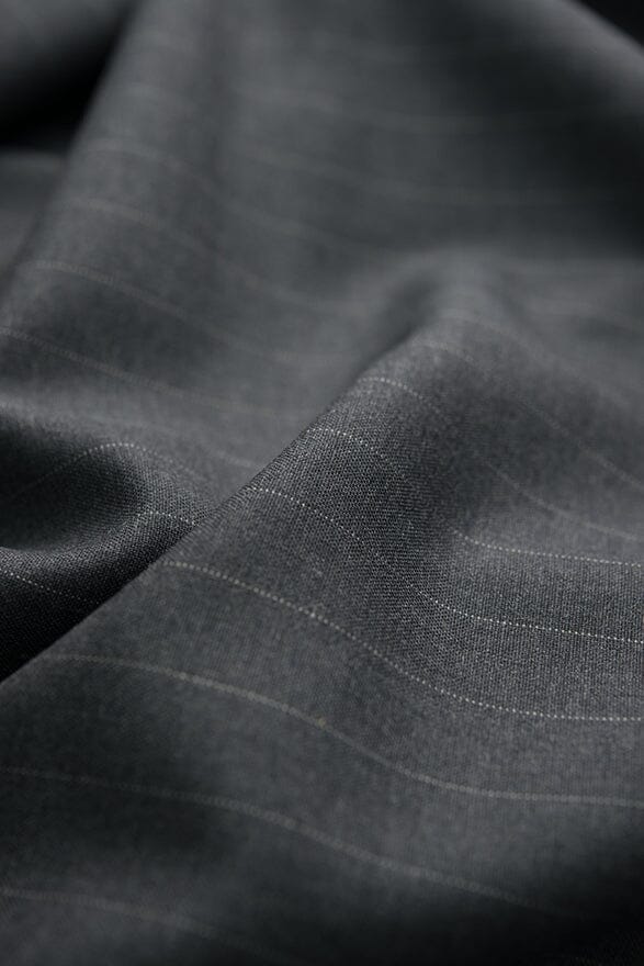 Vintage Suit Fabrics-Vintage V20347 Charcoal Stripe Wool Cashmere Suiting - 2.9m