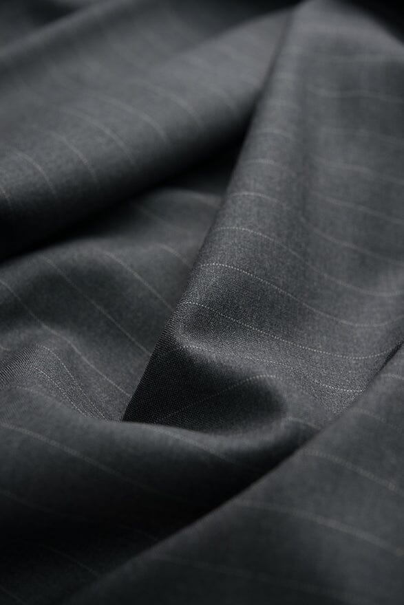 Vintage Suit Fabrics-Vintage V20347 Charcoal Stripe Wool Cashmere Suiting - 2.9m