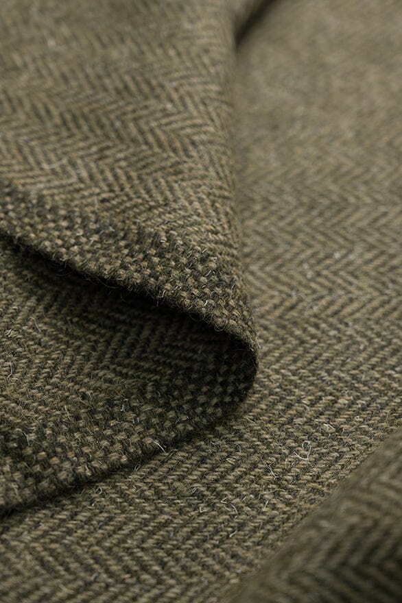 Vintage Suit Fabrics-Vintage V20381 Moss Green Herringbone Jacketing -2m