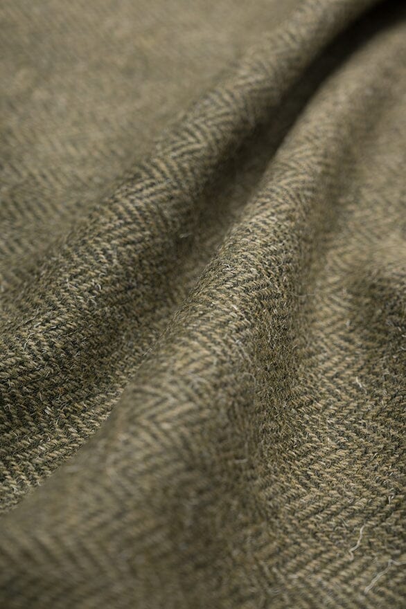 Vintage Suit Fabrics-Vintage V20381 Moss Green Herringbone Jacketing -2m