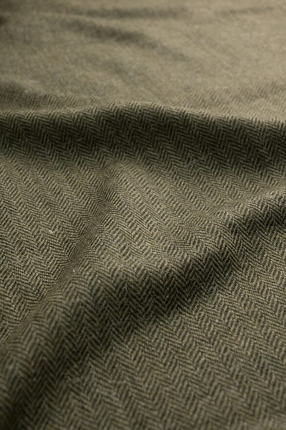 Vintage Suit Fabrics-Vintage V20381 Moss Green Herringbone Jacketing -2m