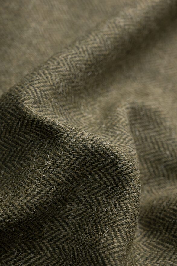 Vintage Suit Fabrics-Vintage V20381 Moss Green Herringbone Jacketing -2m